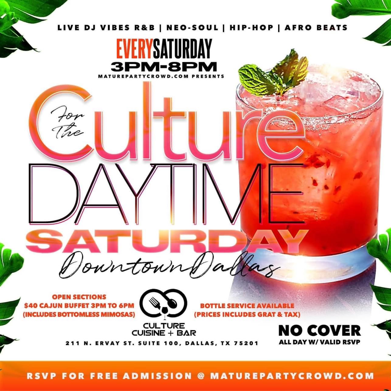 FOR THE CULTURE DAYTIME SATURDAYS Event Details Retro Hip World